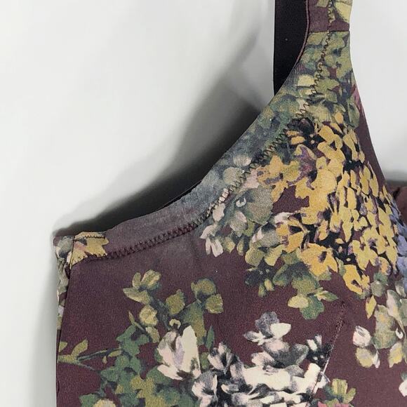 Cacique 40F Bra Full Coverage Maroon Floral Print Underwire Plus Size Stretch 70 - Picture 5 of 13